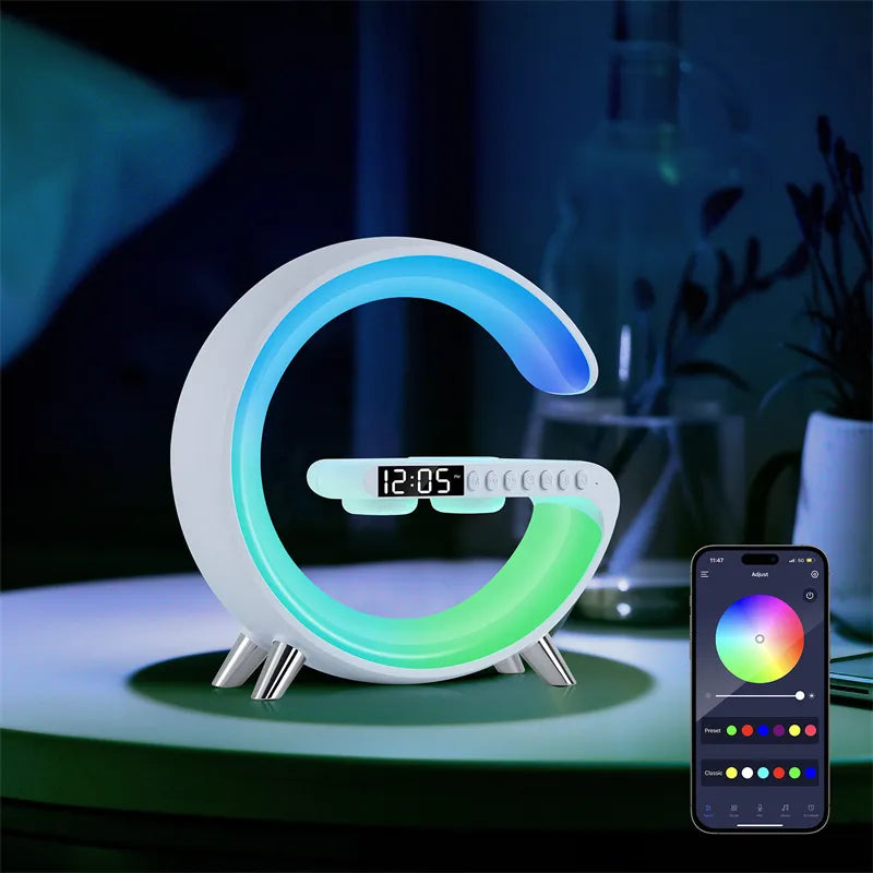 全新智慧 G 形 LED 燈泡藍牙  無線充電器  燈具應用程式控制，用於臥室家居裝飾